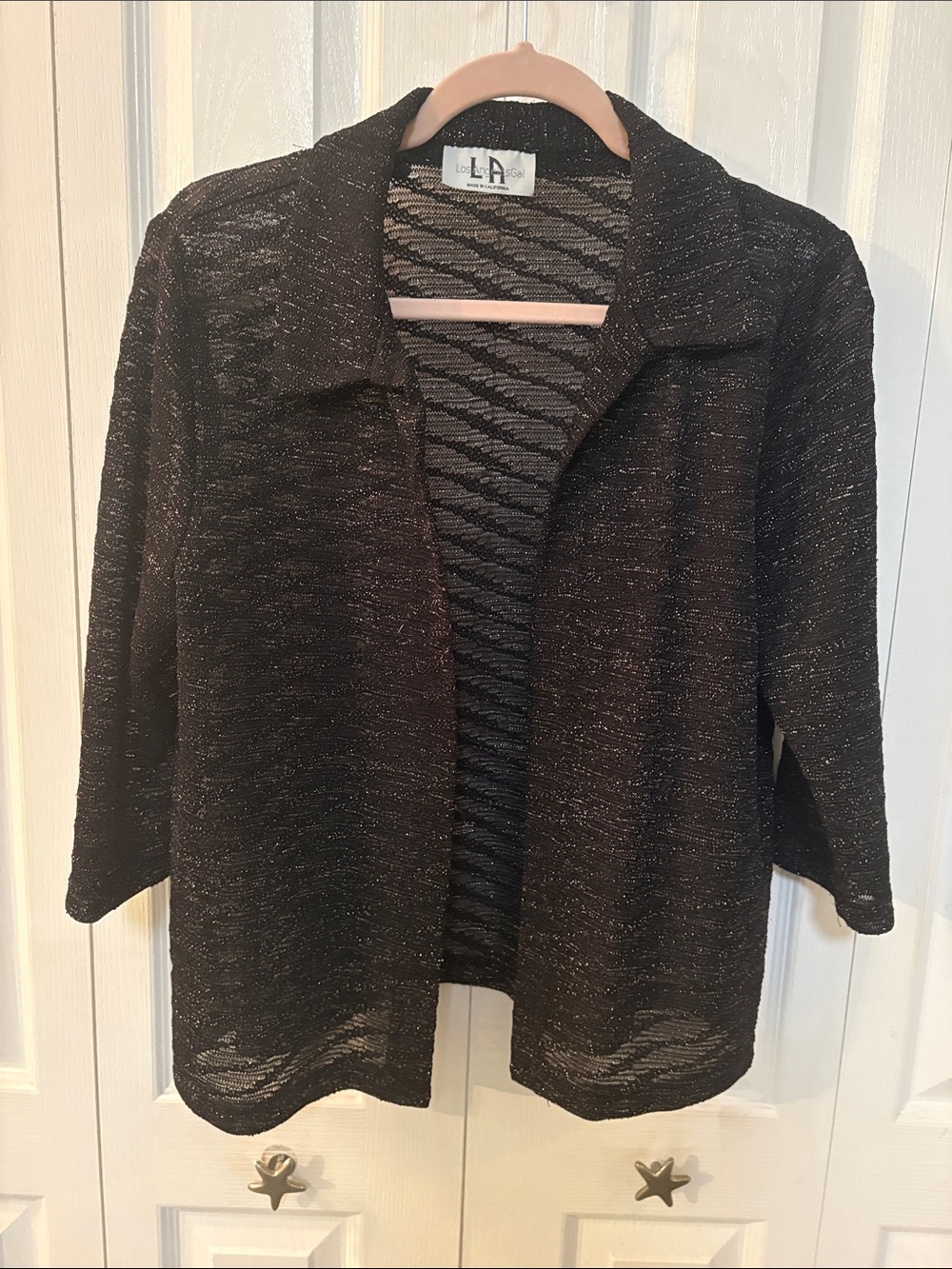 Black Metallic Open-Front Jacket